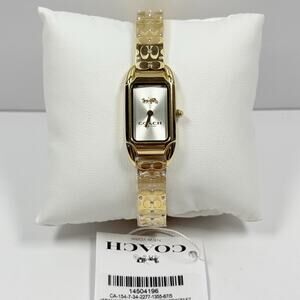 Coach 14504196 Cadie White Dial Crystal Gold Tone Bangle Bracelet Women’s Watch